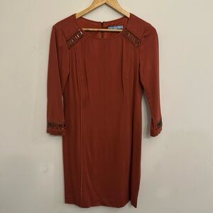 Antonio Melani Back zip , half sleeve Dress . Size :4 Burnt orange .